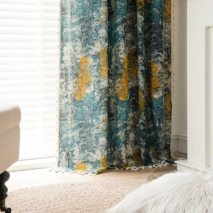 Blue Leaf Curtains Leaf Drapes