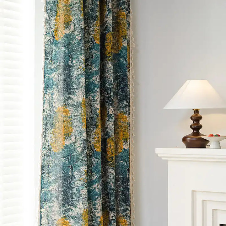 Blue Leaf Curtains Leaf Drapes