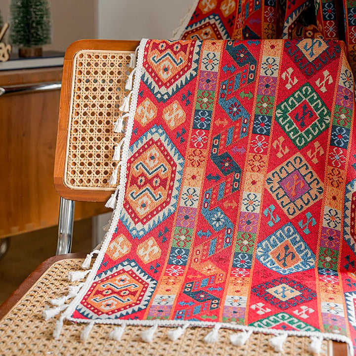 Vintage Farmhouse Red Boho Curtains