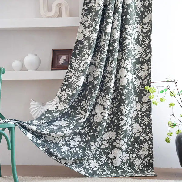 Floral Dark Green Curtains