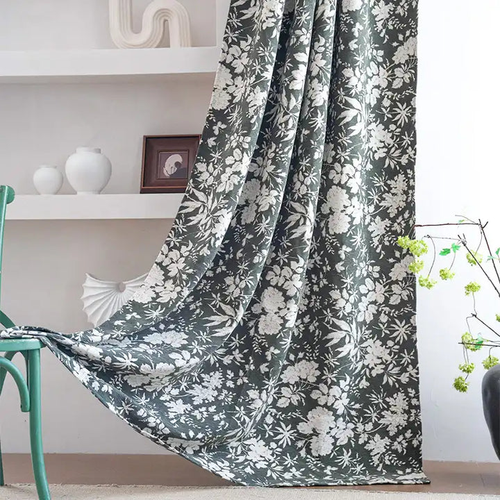 Floral Dark Green Curtains