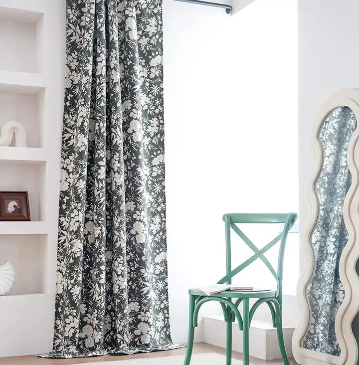 Floral Dark Green Curtains