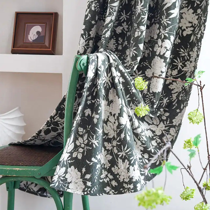 Floral Dark Green Curtains