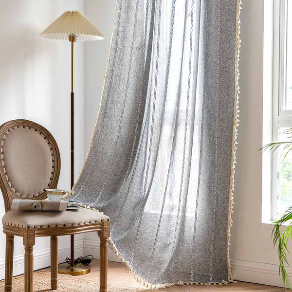 Rustic Gray Boho Vintage Curtain