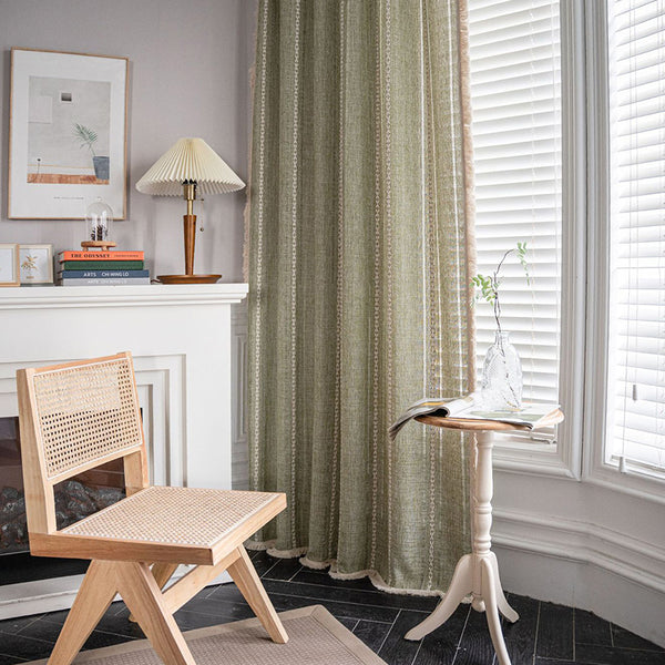Sage Green Boho Curtains Vintage Drapes