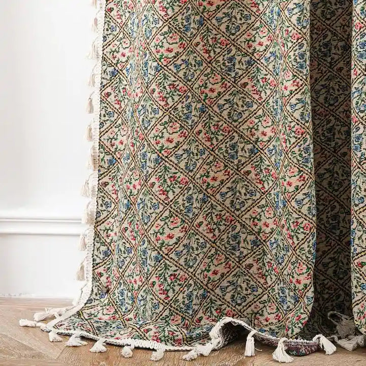 Vintage Flower Embroidered Curtains