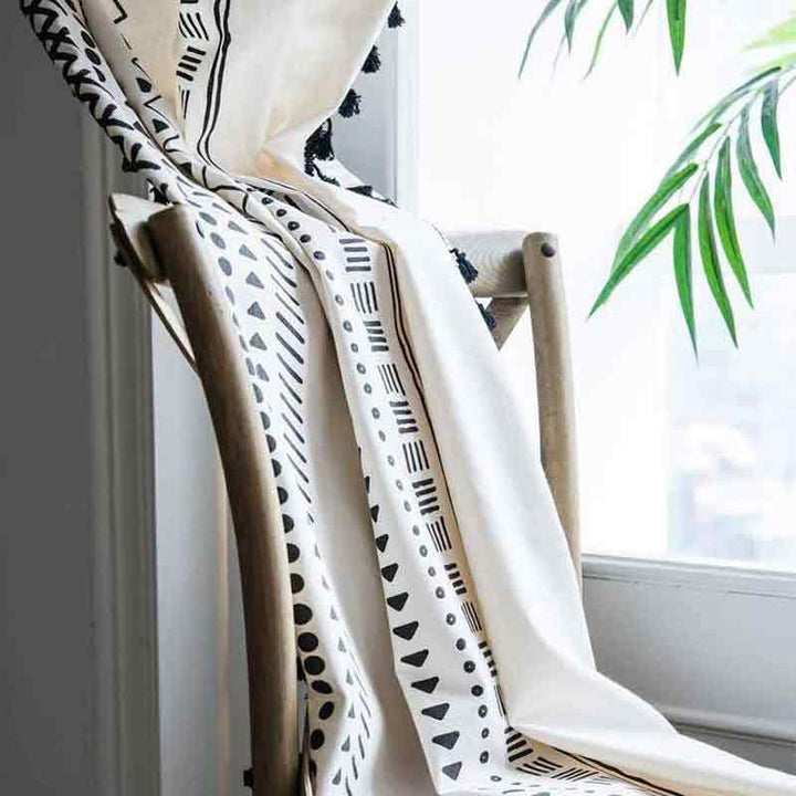 Black Stripe Boho Curtains with Tassels - MagicClothLife | Home Shop