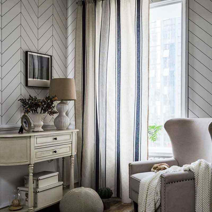 Blue Stripe Linen Curtains - MagicClothLife | Home Shop