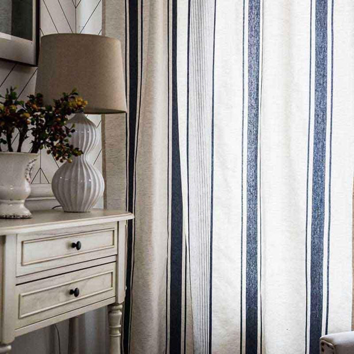 Blue Stripe Linen Curtains - MagicClothLife | Home Shop