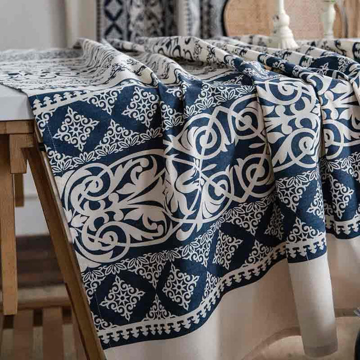 Blue White Boho Tablecloth - MagicClothLife | Home Shop