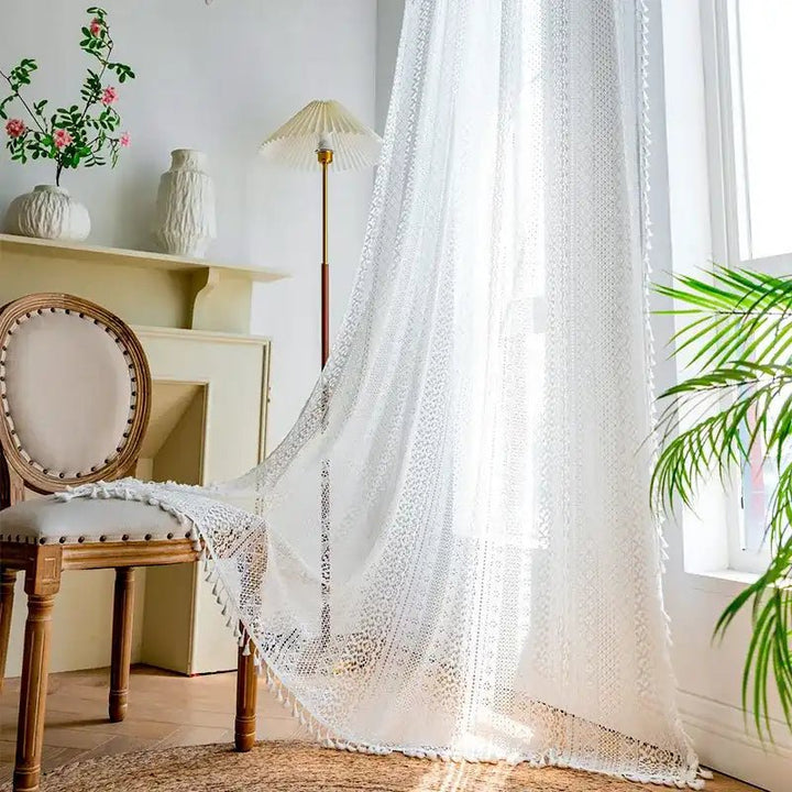 Boho Farmhouse White Curtains - MagicClothLife