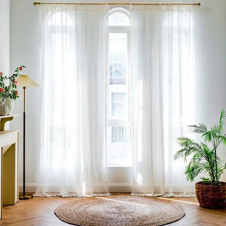 Boho Farmhouse White Curtains - MagicClothLife