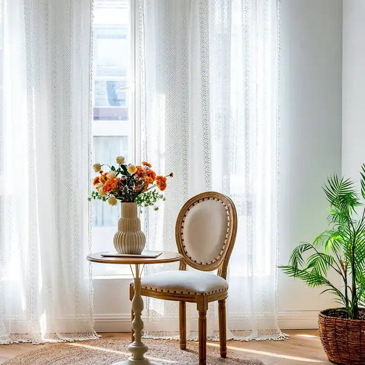 Boho Farmhouse White Curtains - MagicClothLife