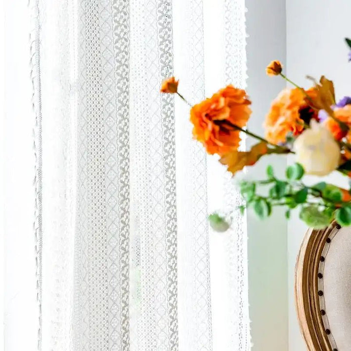 Boho Farmhouse White Curtains - MagicClothLife