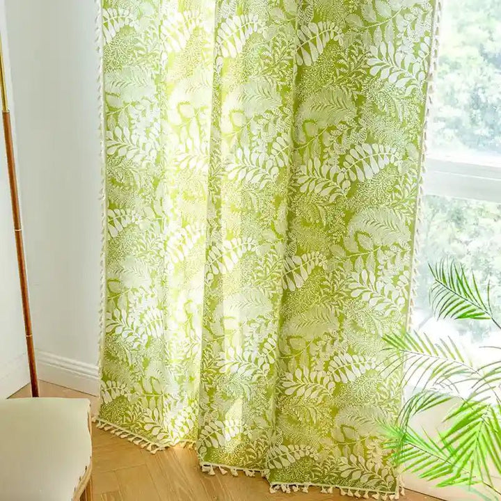 Boho Flower Green Plant Curtains - MagicClothLife