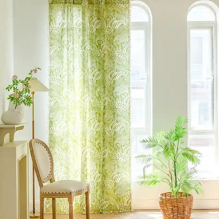 Boho Flower Green Plant Curtains - MagicClothLife