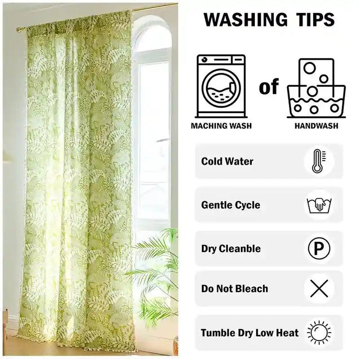 Boho Flower Green Plant Curtains - MagicClothLife