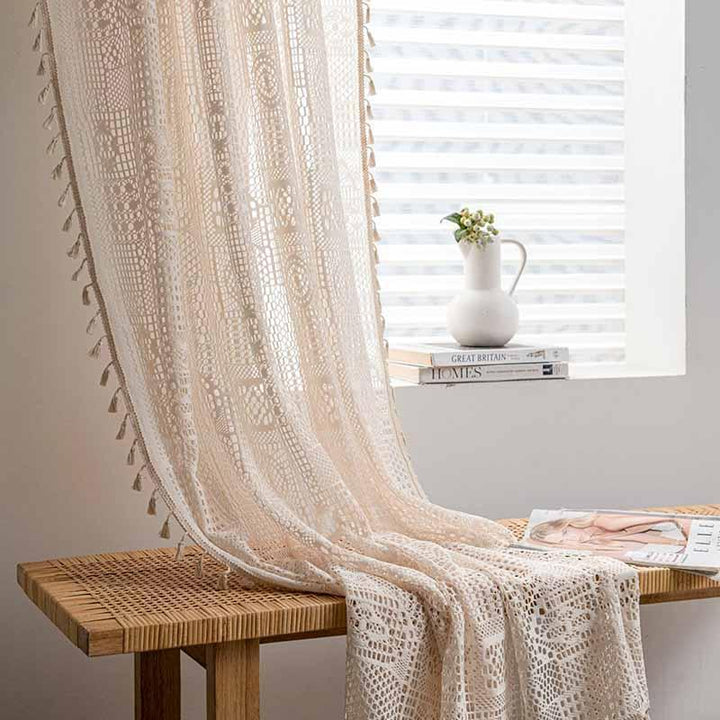 Boho Lace Crochet Rustic Curtains - MagicClothLife | Home Shop