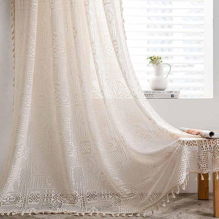 Boho Lace Crochet Rustic Curtains - MagicClothLife