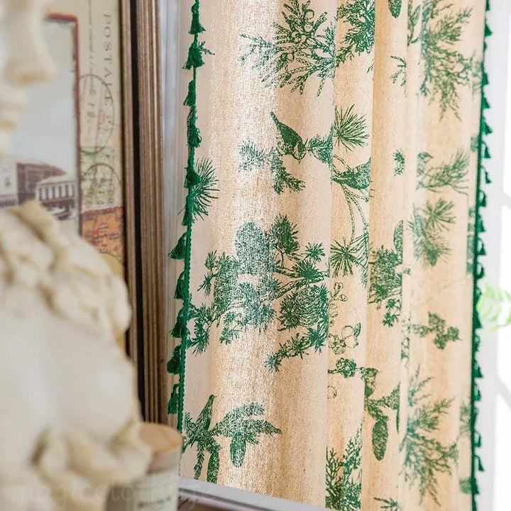 Boho Vintage Green Flower Curtains - MagicClothLife | Home Shop