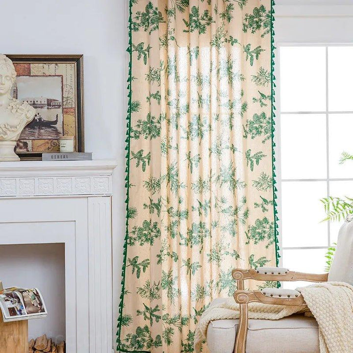 Boho Vintage Green Flower Curtains - MagicClothLife | Home Shop