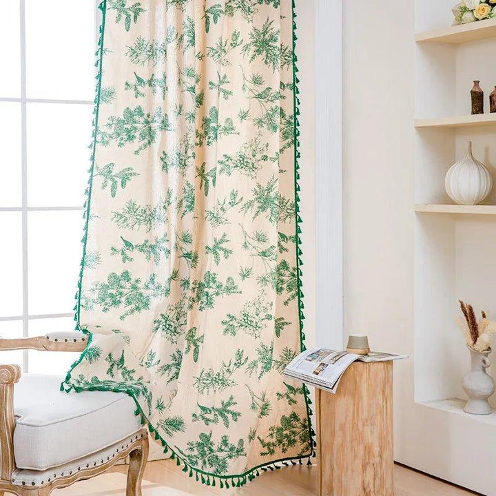 Boho Vintage Green Flower Curtains - MagicClothLife | Home Shop