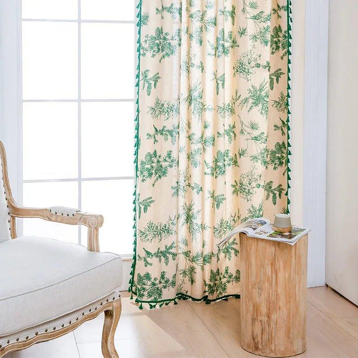 Boho Vintage Green Flower Curtains - MagicClothLife | Home Shop