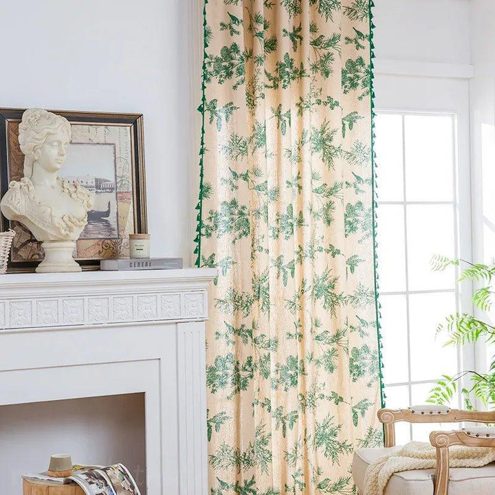 Boho Vintage Green Flower Curtains - MagicClothLife | Home Shop