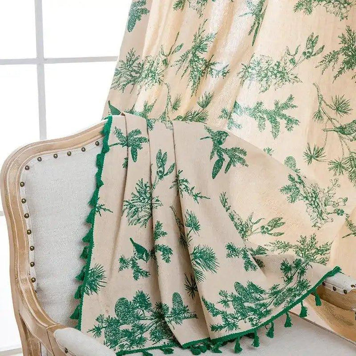 Boho Vintage Green Flower Curtains - MagicClothLife | Home Shop