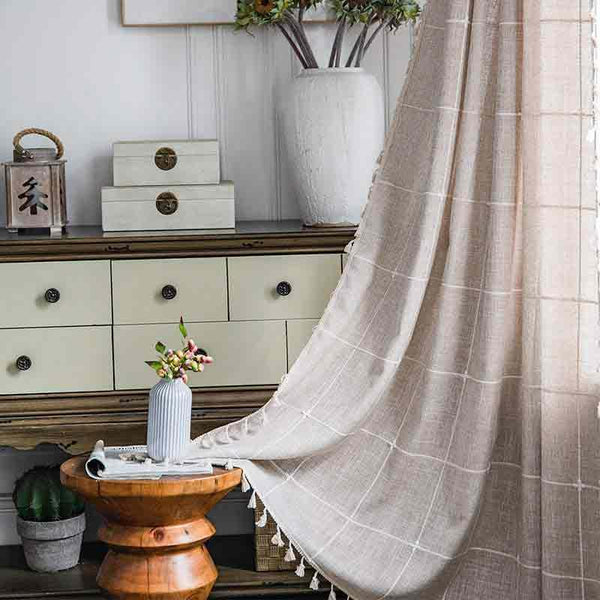 Classic Coffee Plaid Curtains - MagicClothLife | Home Shop