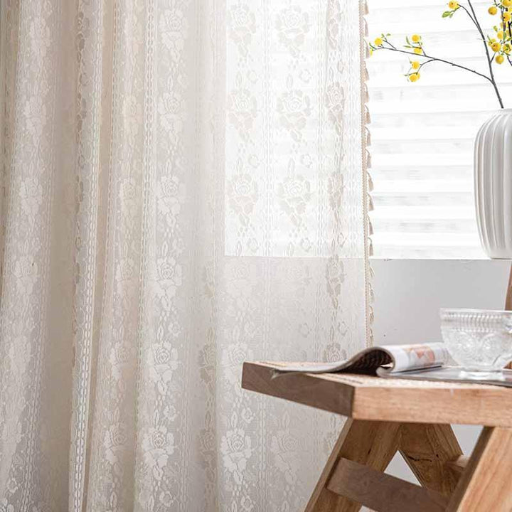 Crochet Rustic Vintage Rose Curtains - MagicClothLife | Home Shop