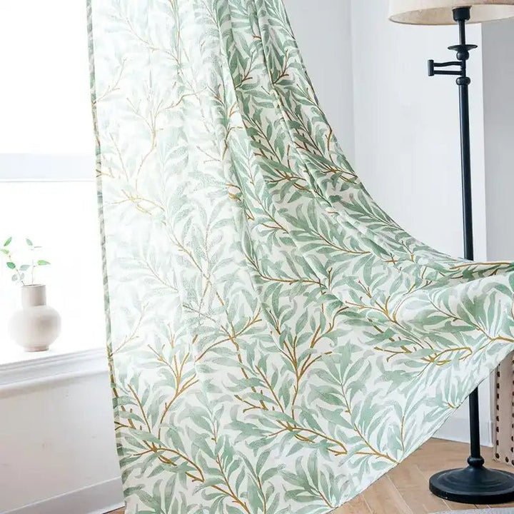 indoor plant curtains Farmhouse Flower Green Plant Curtains