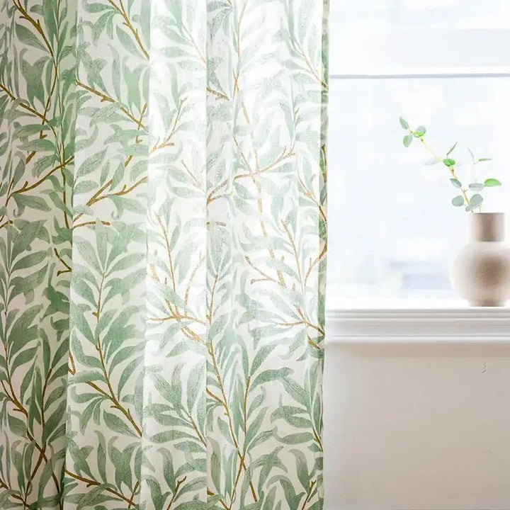 indoor plant curtains Farmhouse Flower Green Plant Curtains