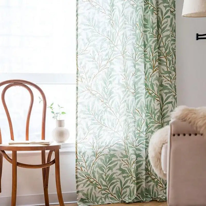 indoor plant curtains Farmhouse Flower Green Plant Curtains
