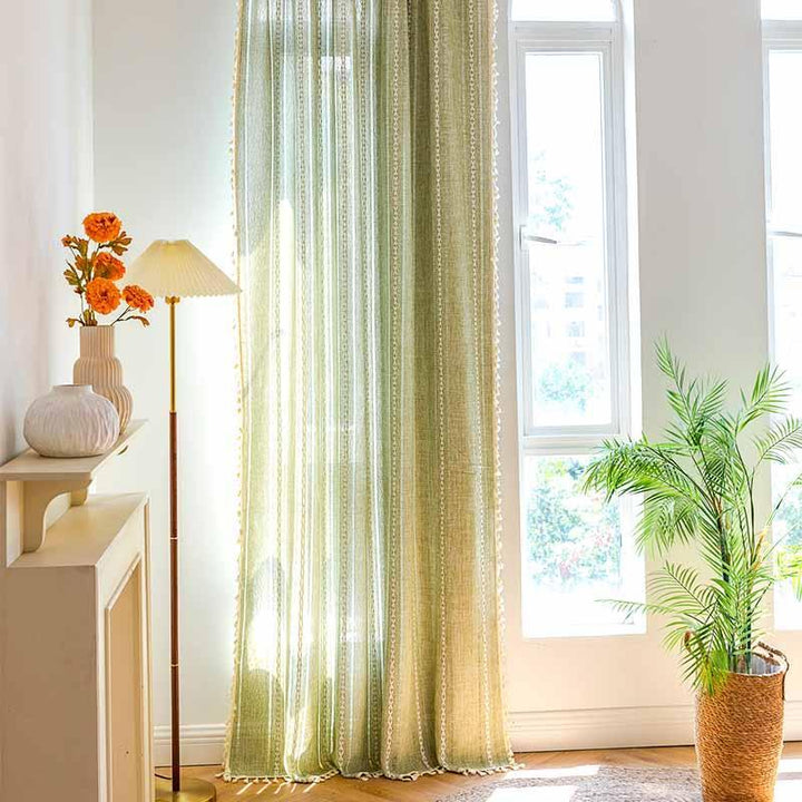 Rustic Green Vintage Curtains - MagicClothLife | Home Shop