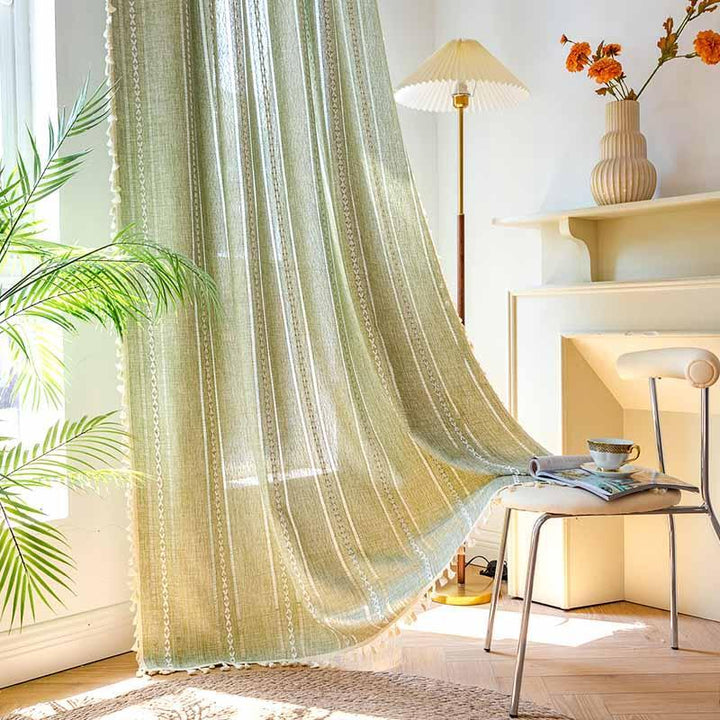 Rustic Green Vintage Curtains - MagicClothLife | Home Shop