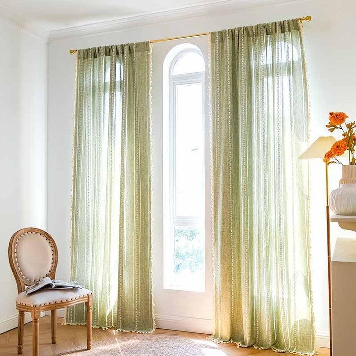 Rustic Green Vintage Curtains - MagicClothLife | Home Shop