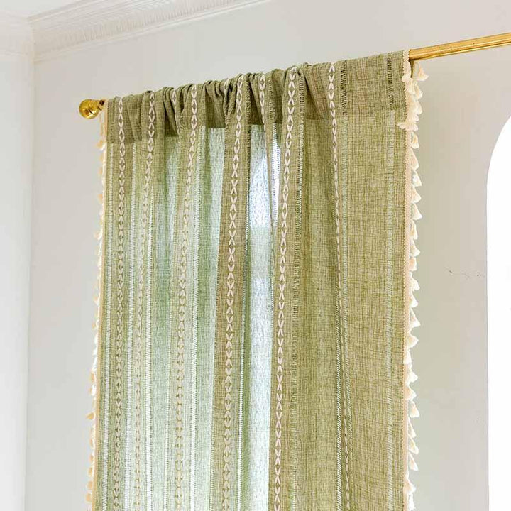 Rustic Green Vintage Curtains - MagicClothLife | Home Shop