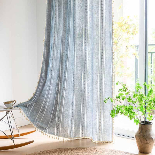 Rustic Light Blue Vintage Curtains - MagicClothLife | Home Shop