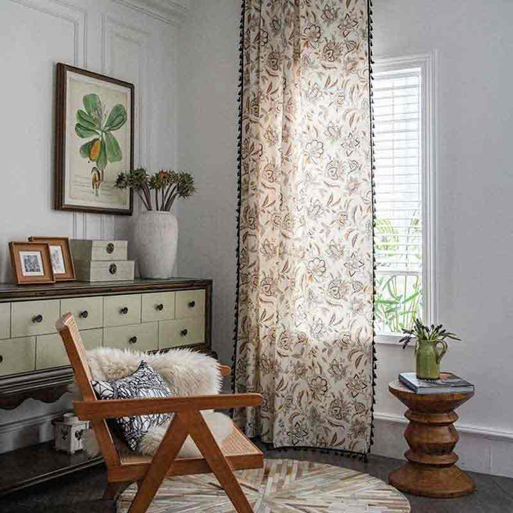 Vintage Brown Flower Curtains - MagicClothLife | Home Shop