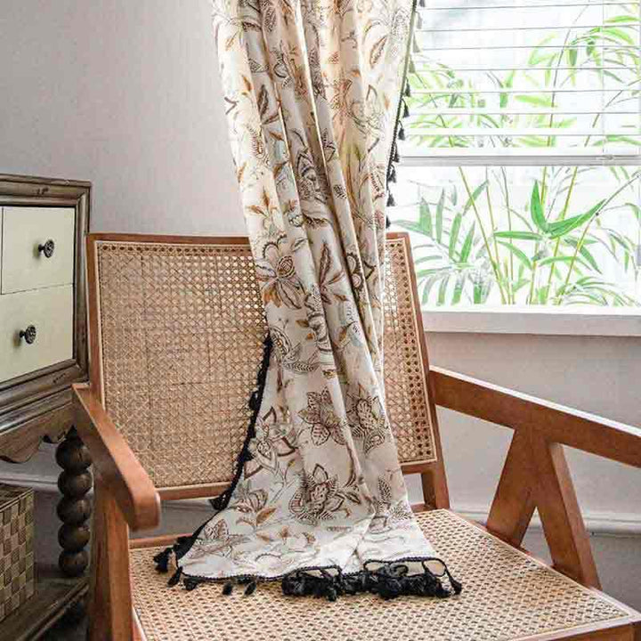 Vintage Brown Flower Curtains - MagicClothLife | Home Shop