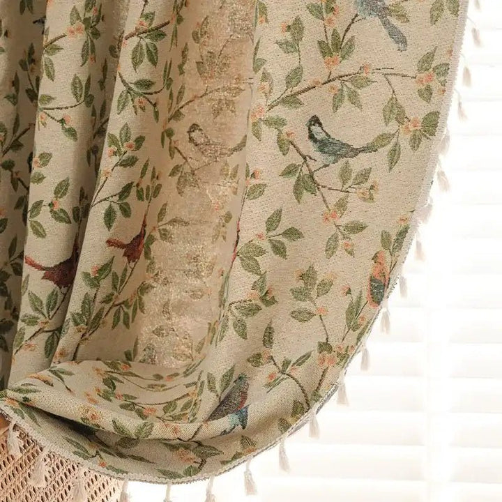Vintage Green Floral Birds Curtains for Living Room/Bedroom Drapes - MagicClothLife