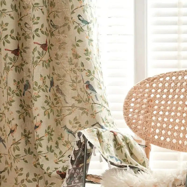 Vintage Green Floral Birds Curtains for Living Room/Bedroom Drapes - MagicClothLife