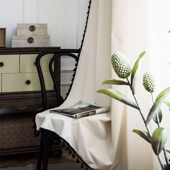 White Linen Cotton Vintage Curtain - MagicClothLife | Home Shop