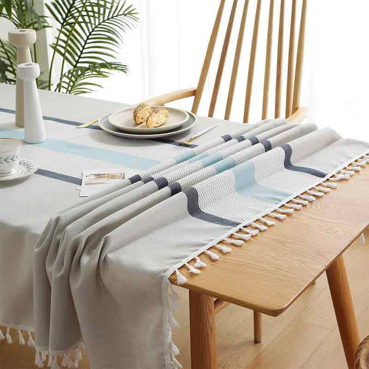 Blue Green Farmhouse Stripe Tablecloth - MagicClothLife | Home Shop