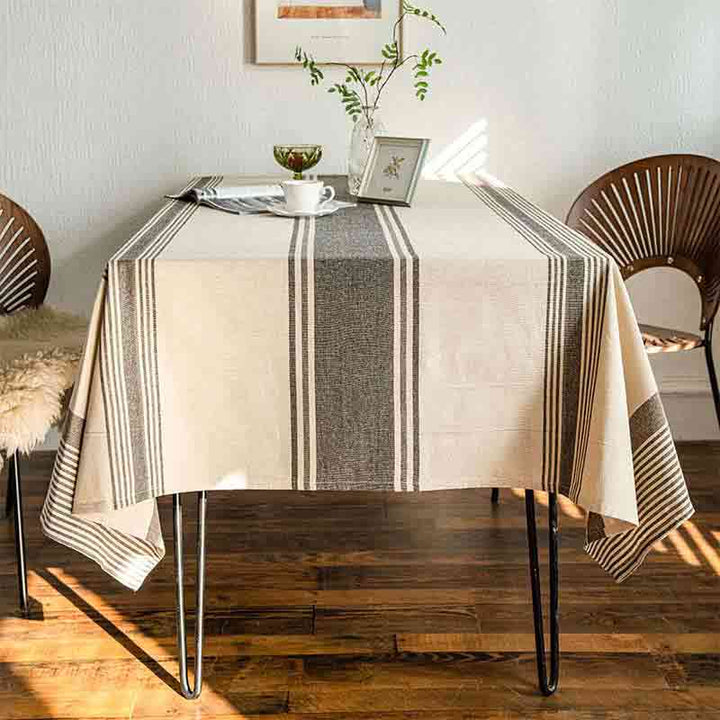 Cotton Linen Fabric Stripe Tablecloth - MagicClothLife | Home Shop