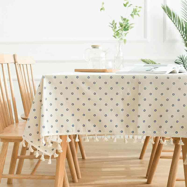Daisy Flower Cotton Linen Tablecloth - MagicClothLife | Home Shop