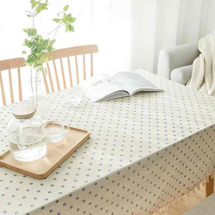 Daisy Flower Cotton Linen Tablecloth - MagicClothLife | Home Shop