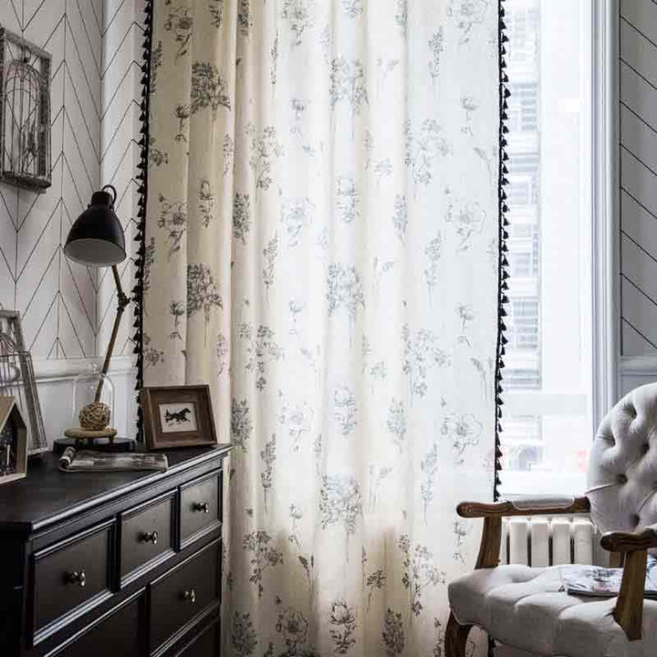 Linen Vintage Tassels Curtain - magicclothlife