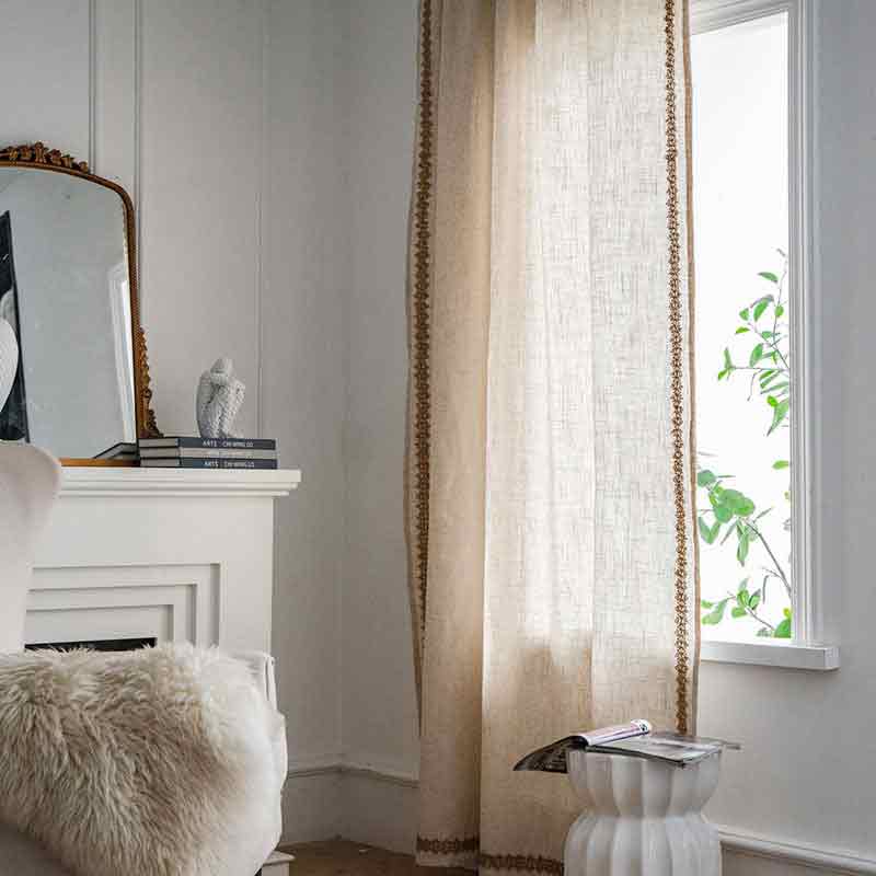 Retro Beige Linen Cotton Curtain - magicclothlife